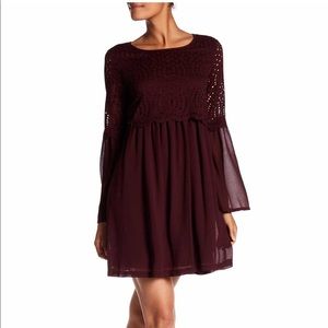 Max Studio Bell Sleeve Lace Overlay Dress